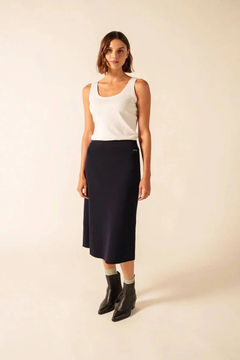 Jupe midi en laine