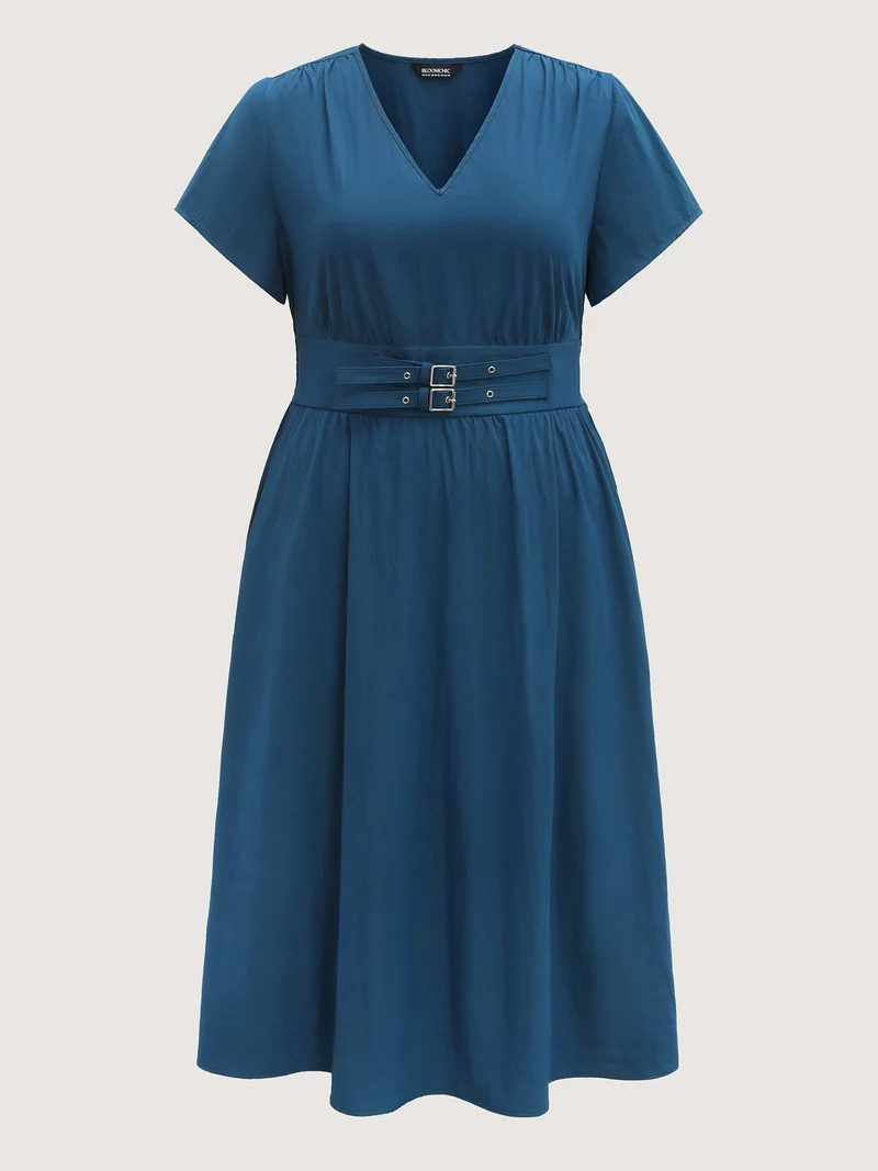 Belted Cinched-Waist Solid Maxi Dress