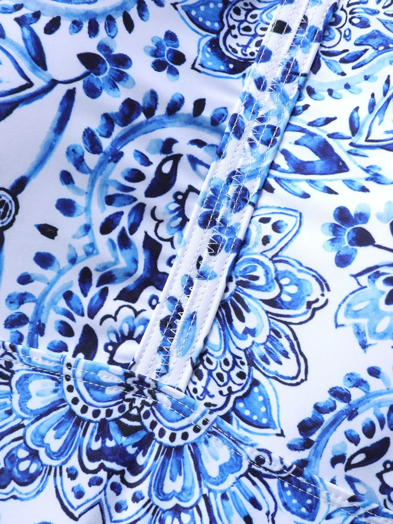 Boho Print Fit and Flare Swim Top