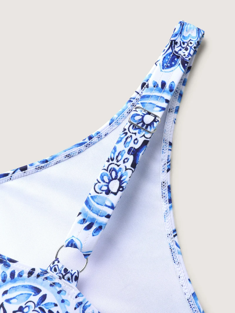 Boho Print Fit and Flare Swim Top