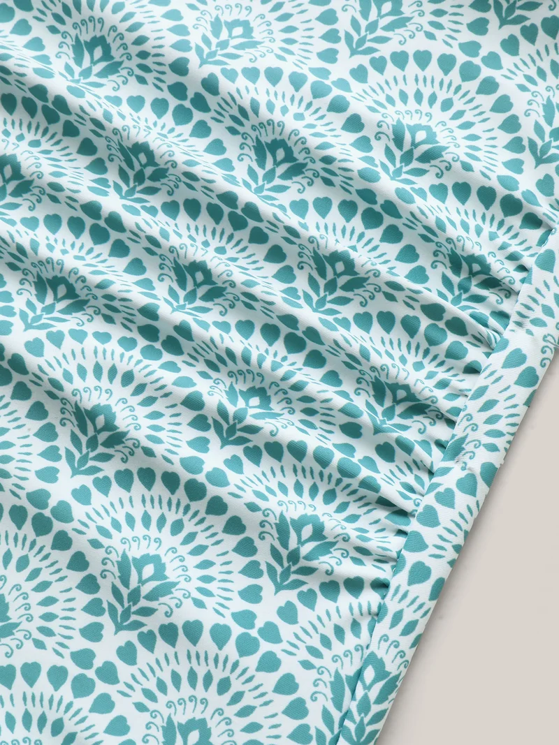 Geometric Print Surplice One-Piece Swimsuit