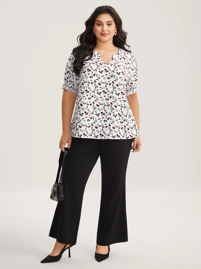 Leopard Print Split Neck Blouse