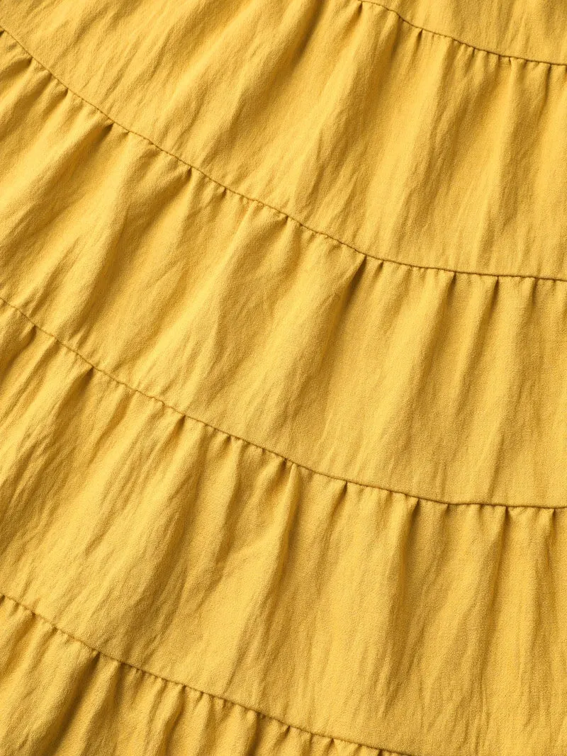 Tassel Tie Tiered Midi Skirt