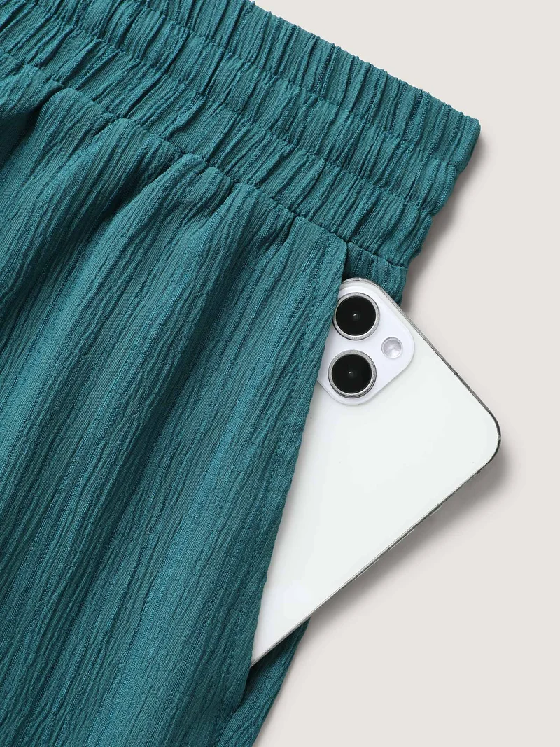 Textured Stretchy Waist Airy Pants