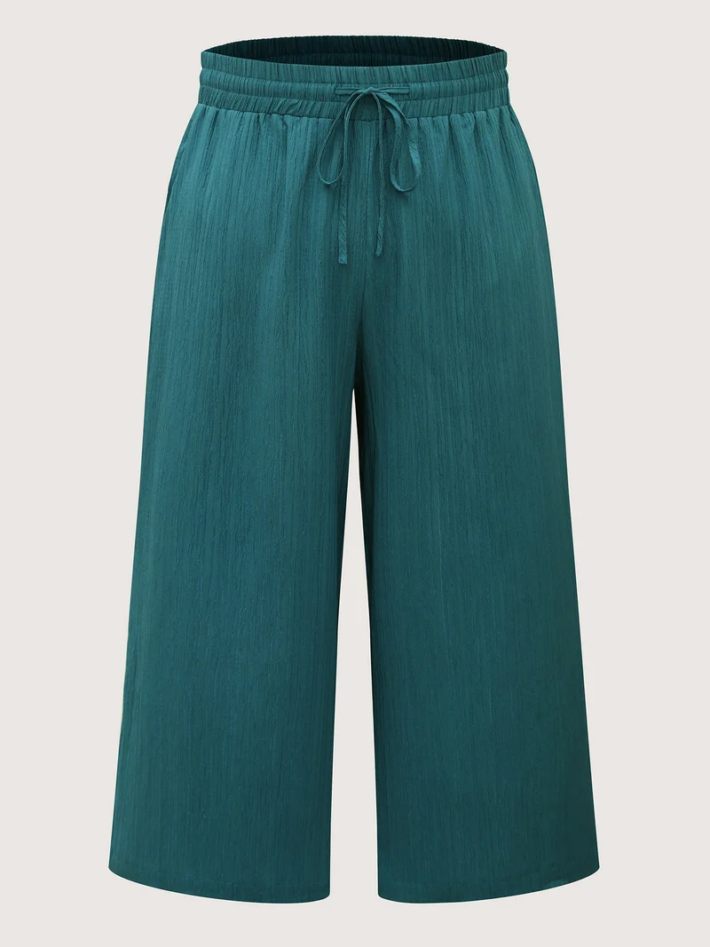 Textured Stretchy Waist Airy Pants
