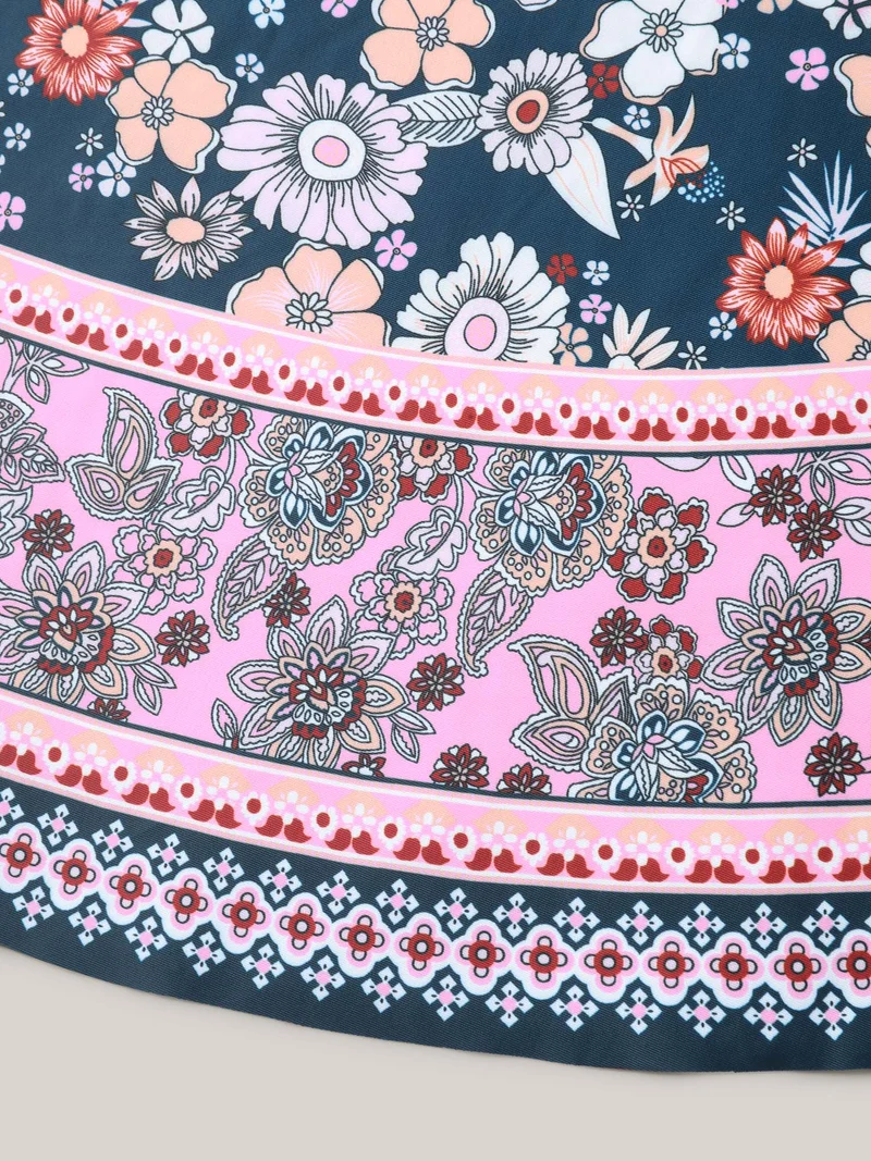 Twist Front Floral Print Swim Dress