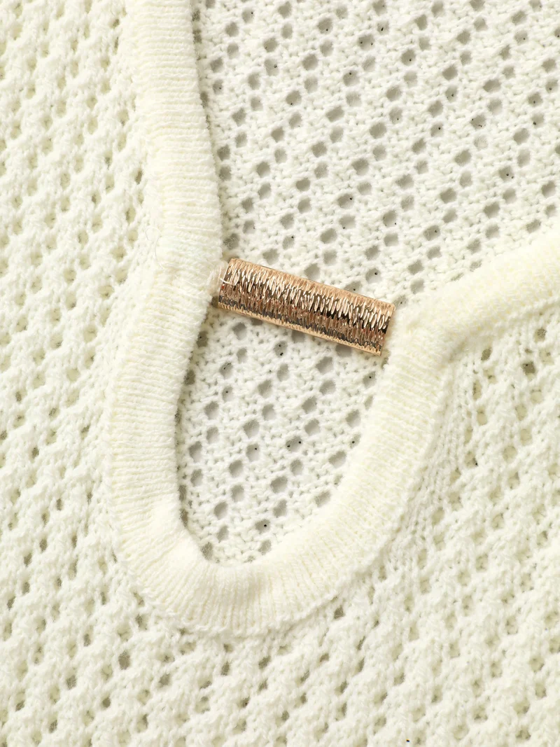 Slit Cut-Out Metal Ring Swim Cover-Up