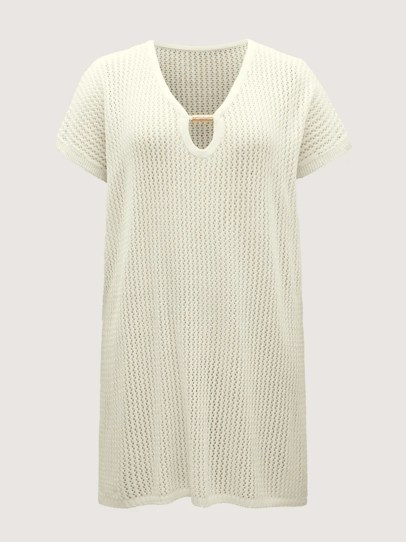 Slit Cut-Out Metal Ring Swim Cover-Up