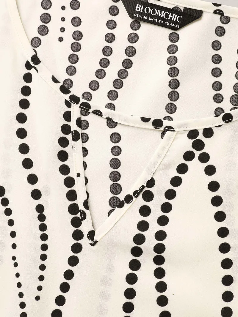 Irregular Dots Print Petal Sleeve Blouse
