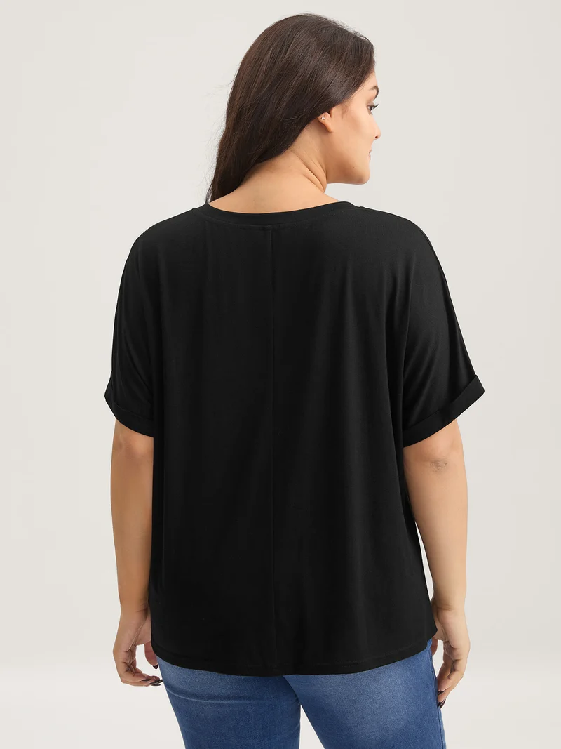 Supersoft Stretchy Zirconia Design T-Shirt