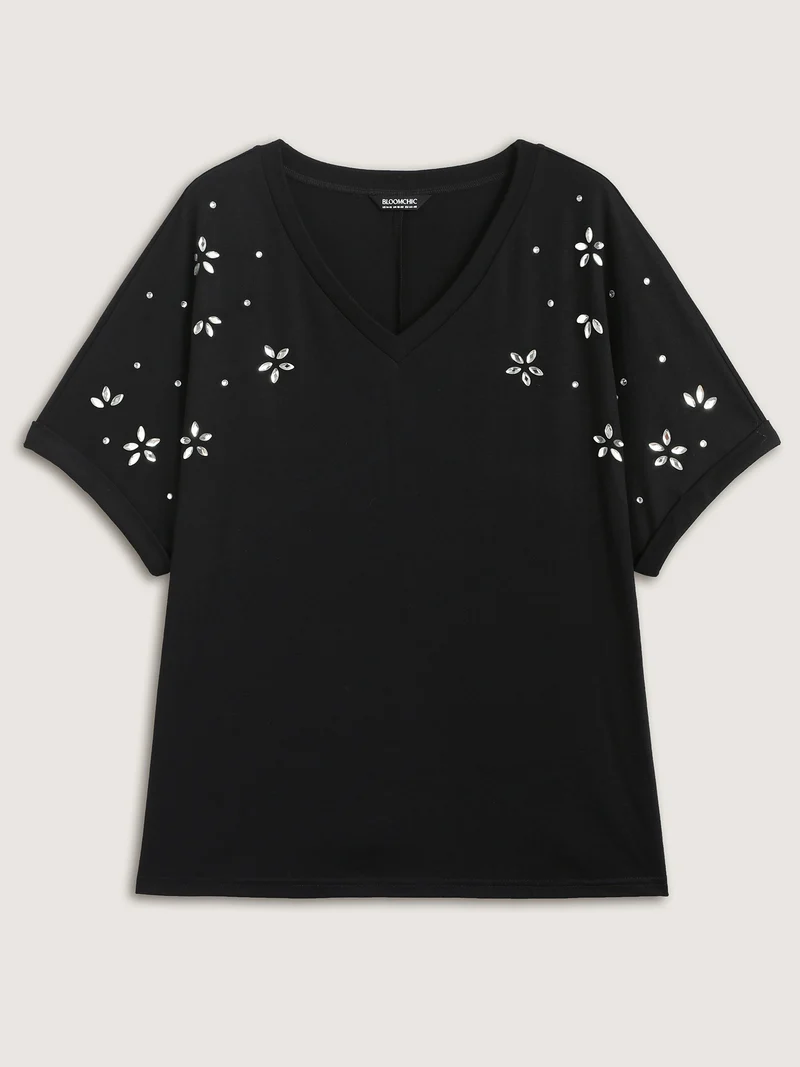 Supersoft Stretchy Zirconia Design T-Shirt