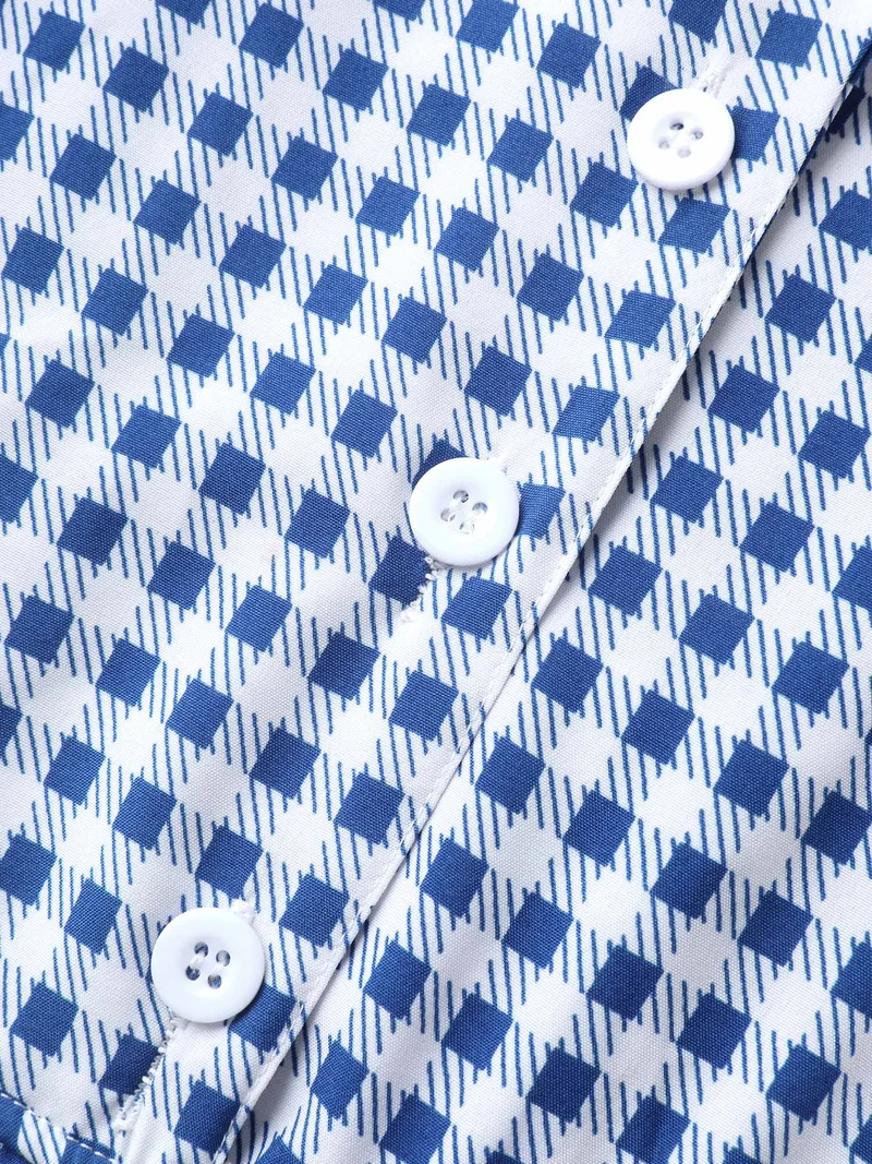 Plaid Print Button Pockets Midi Dress