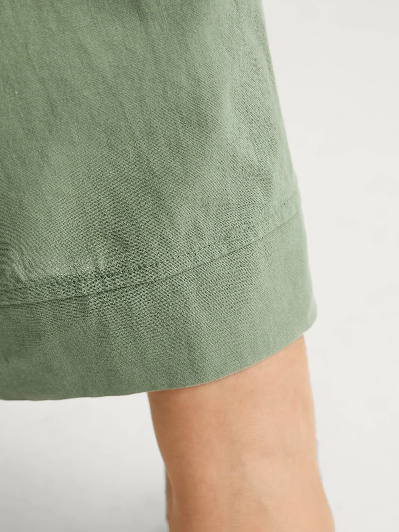 Shirred Drawstring Solid Wide-Leg Pants