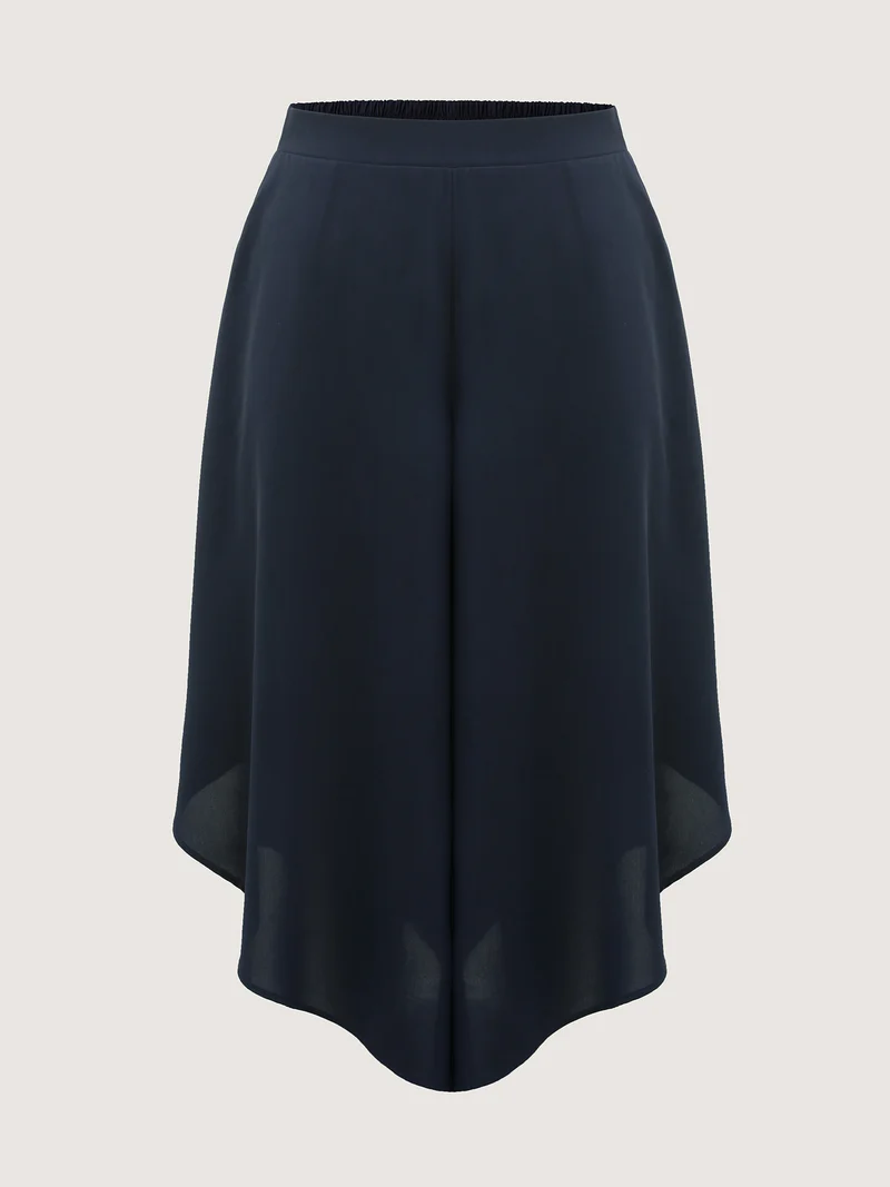 Sheer Lace Petal Hem Wide-Leg Pants