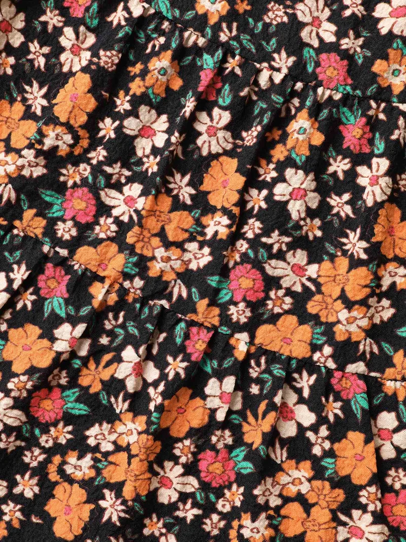 Ditsy Floral Print Cami Tiered Tank Top