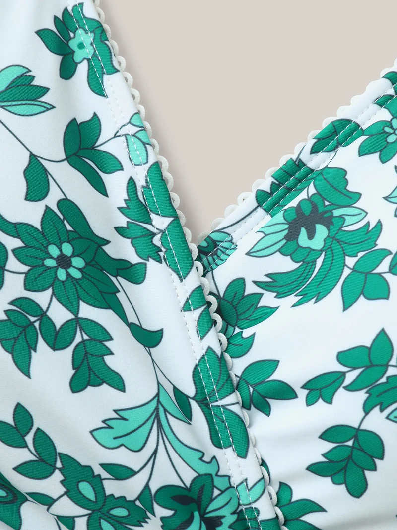 Anti-Float Tie Floral Swim Dress