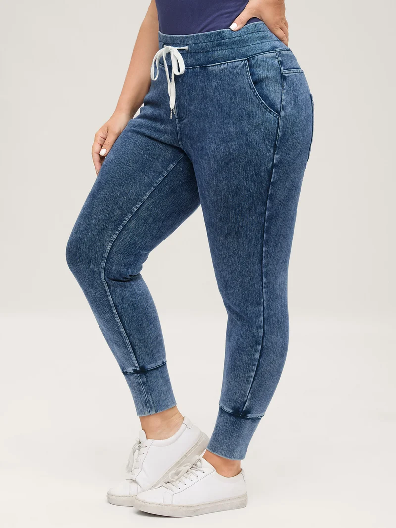 Stretchy Waist-Tie Skinny-Fit Jeans