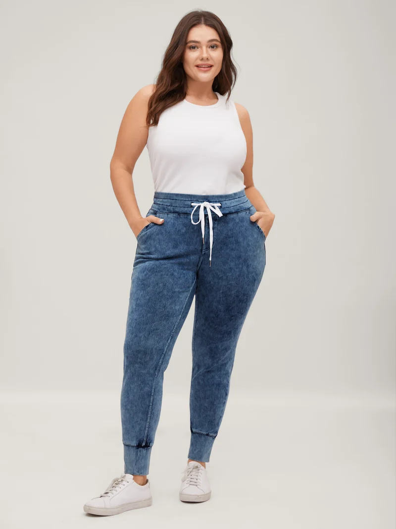 Stretchy Waist-Tie Skinny-Fit Jeans