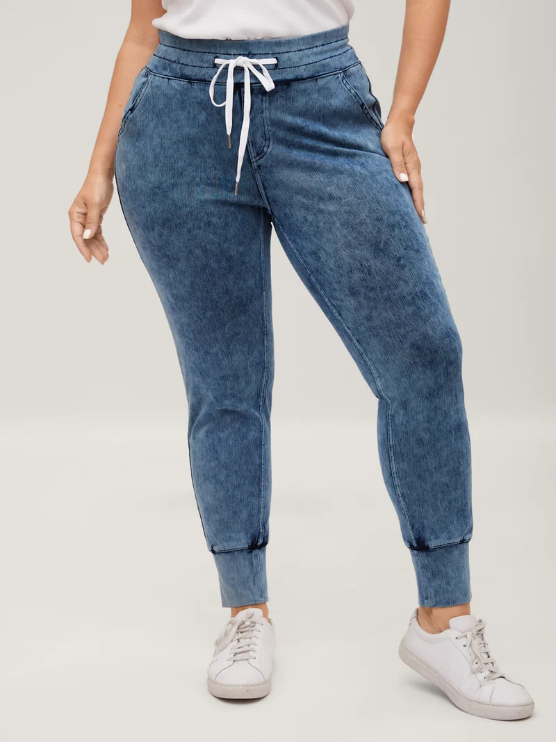 Stretchy Waist-Tie Skinny-Fit Jeans