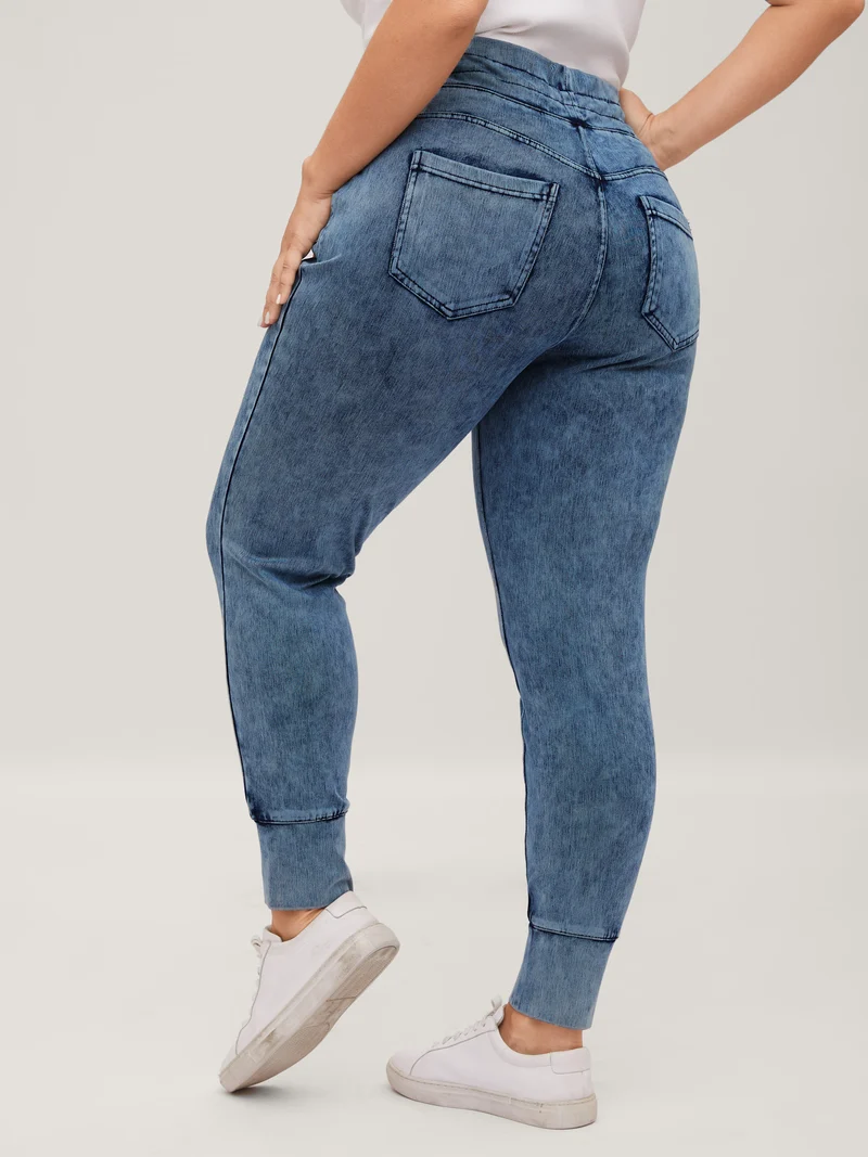 Stretchy Waist-Tie Skinny-Fit Jeans
