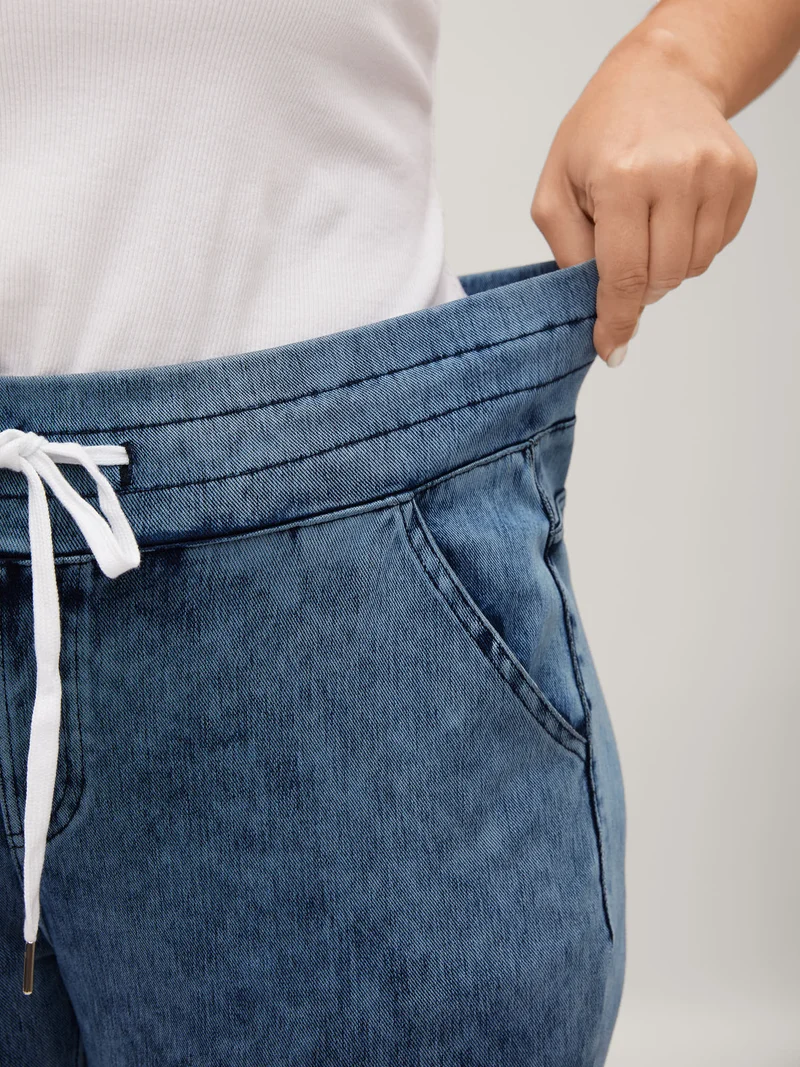 Stretchy Waist-Tie Skinny-Fit Jeans