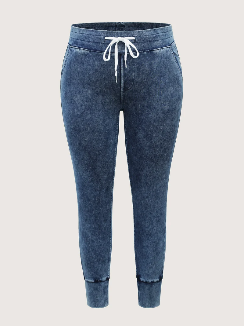 Stretchy Waist-Tie Skinny-Fit Jeans