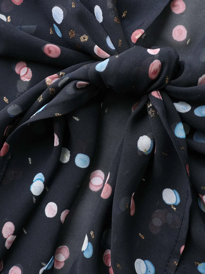 Chiffon Sheer Polka Dots Wrap Kimono