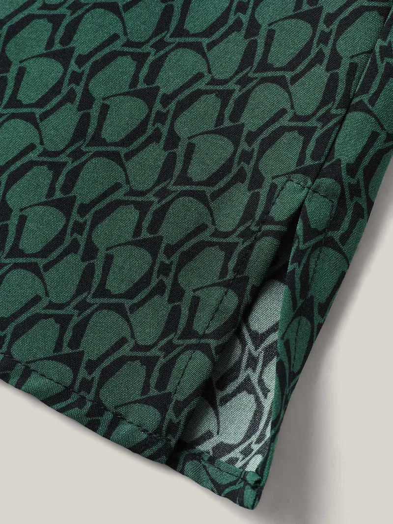 Geometric Print Color Contrast Blouse