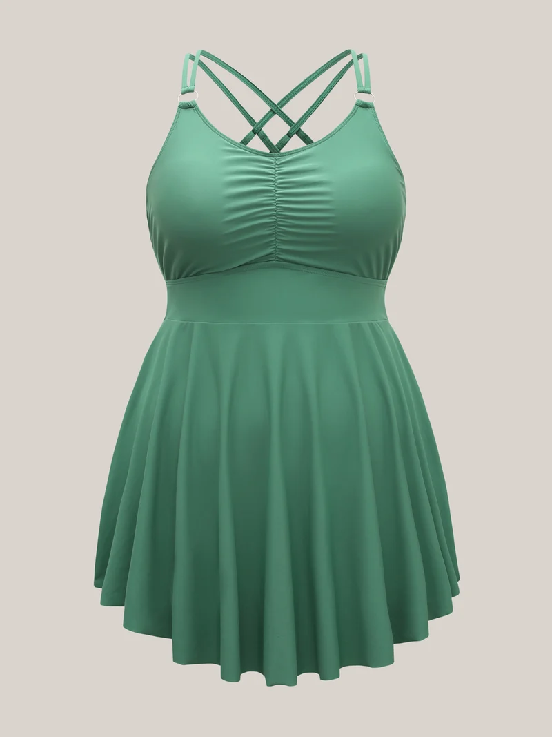 Anti Float Tie Metal Detail Swim Dress