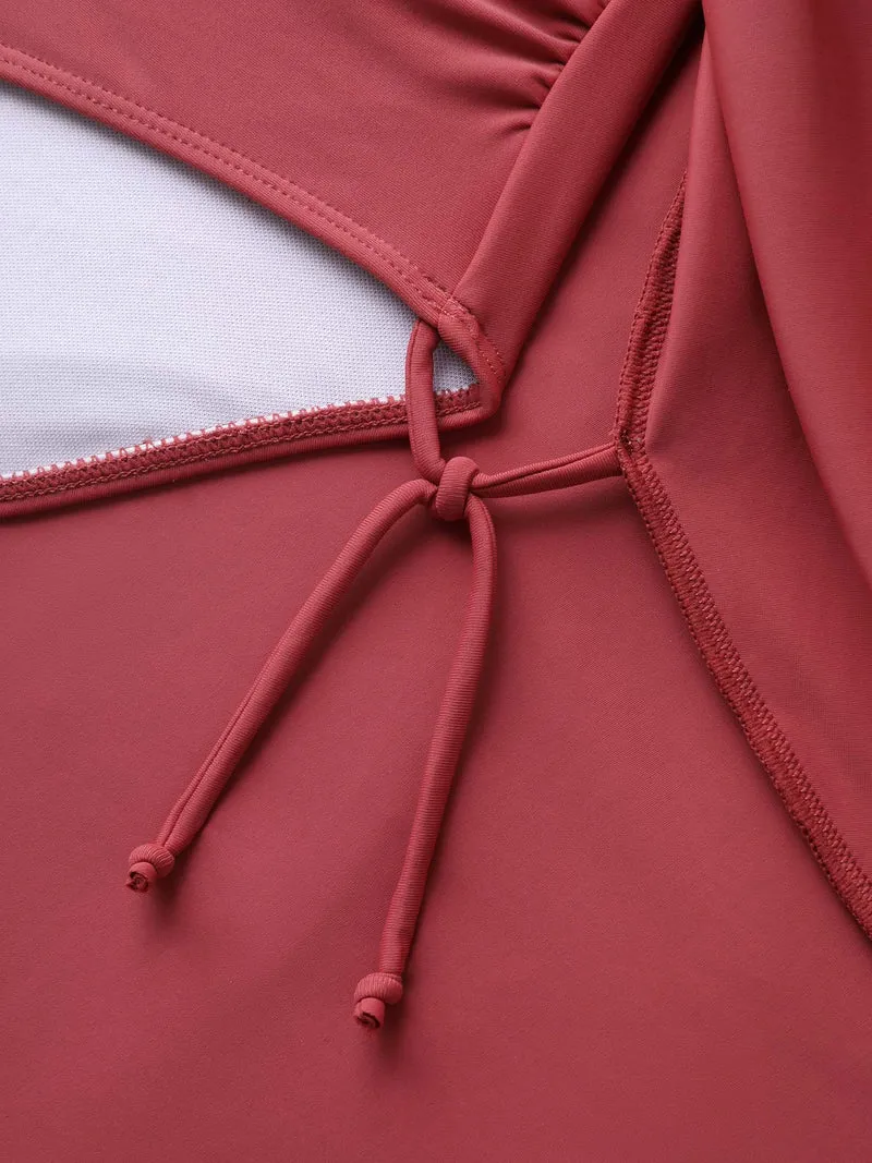 Anti-Float Tie Keyhole Swim Dress