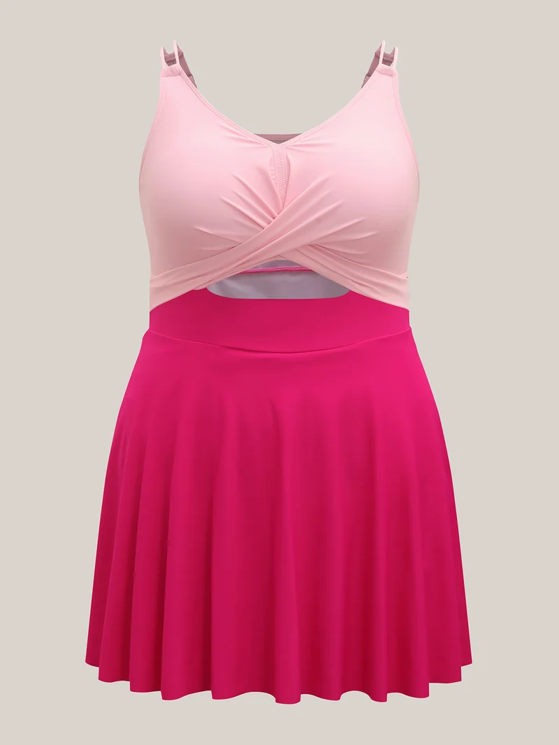 Anti-Float Ties Cut-Out Swim Dress