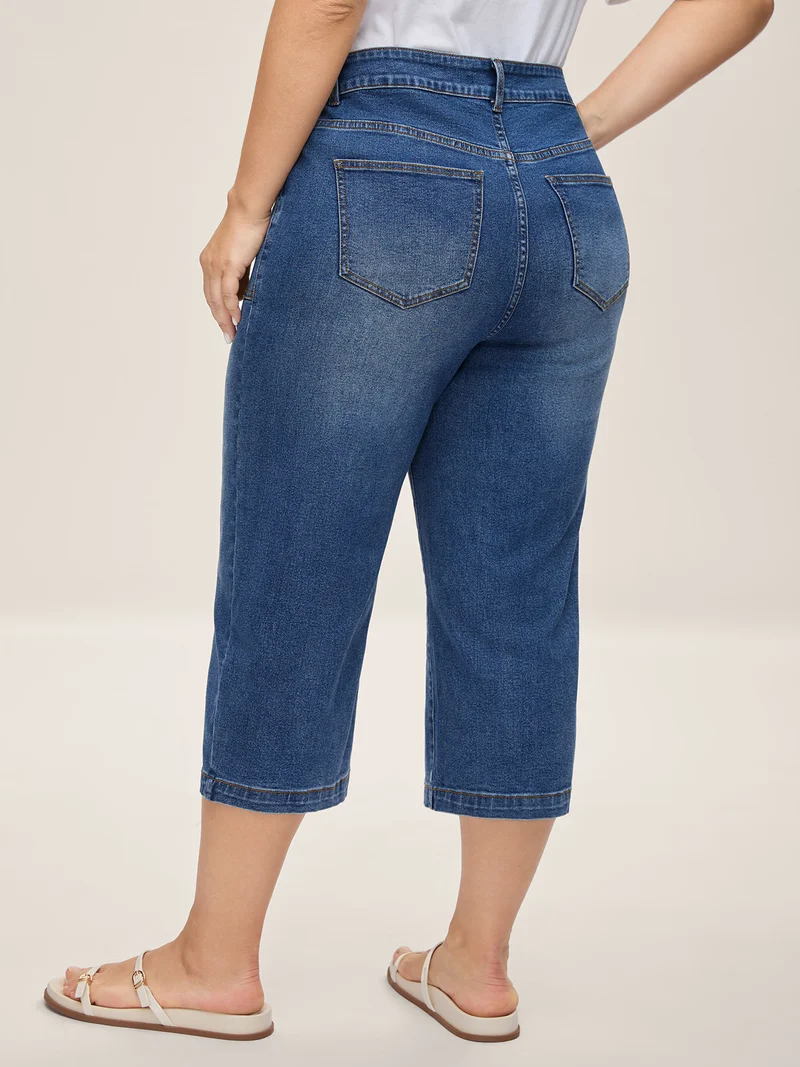 Stretchy Mid-Rise Capri Jeans