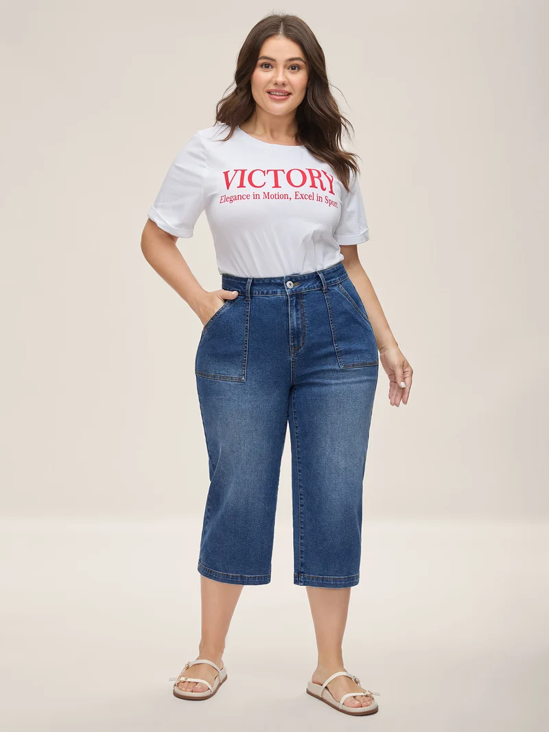 Stretchy Mid-Rise Capri Jeans