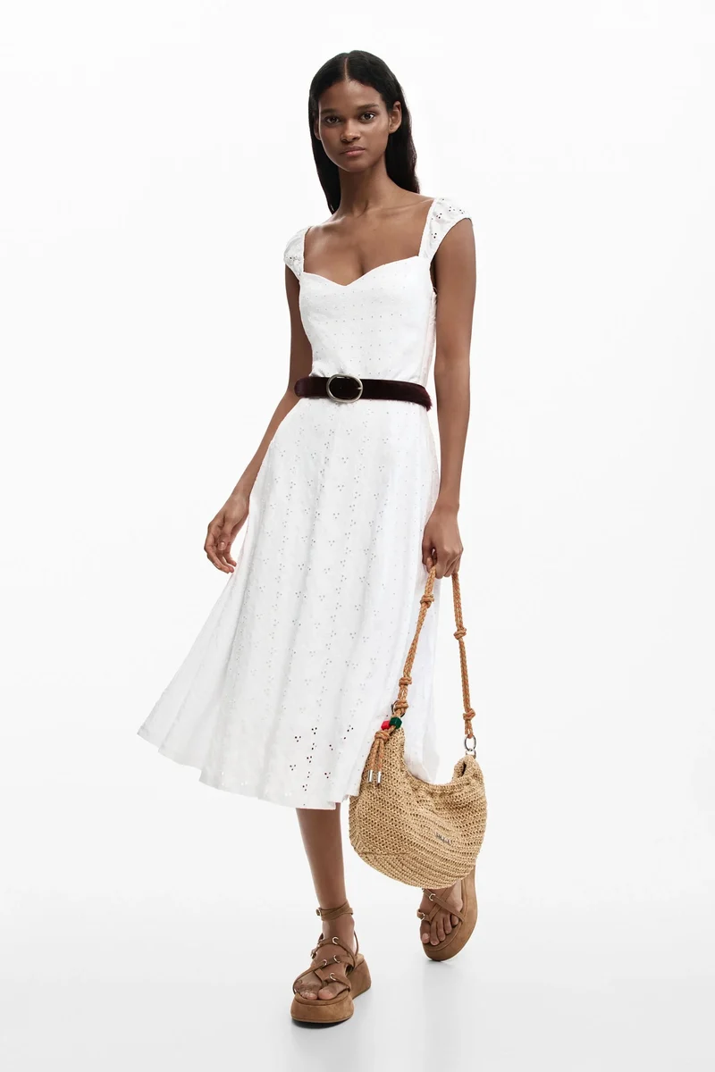 Robe midi brodée