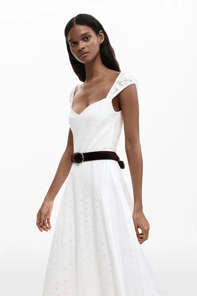 Robe midi brodée