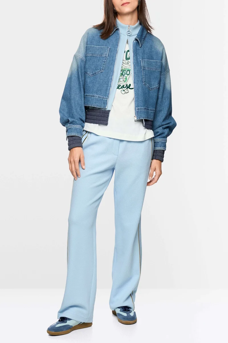 Veste courte en jean avec fermeture éclair