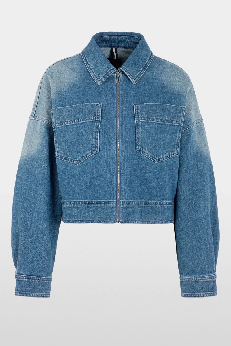 Veste courte en jean avec fermeture éclair