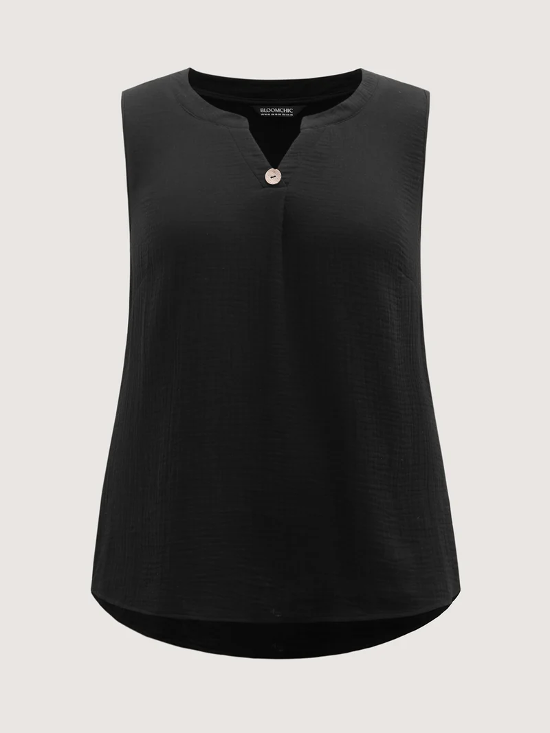 Cotton Button Front Solid Tank Top