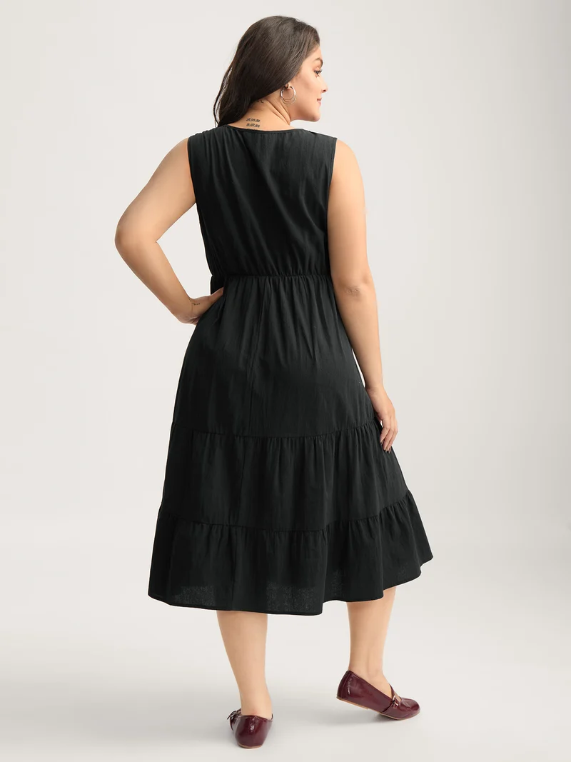 Pure Cotton Spacious Pockets Midi Dress