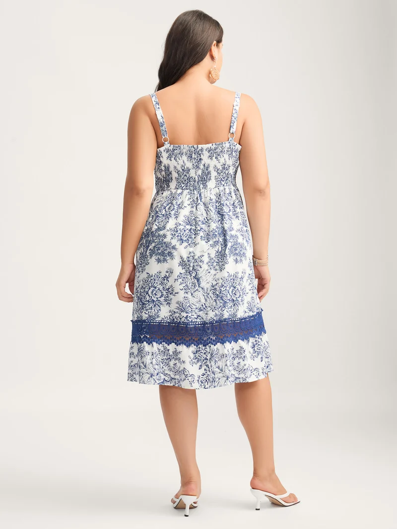 Floral Dreams Lace Spliced Tiered Midi Dress