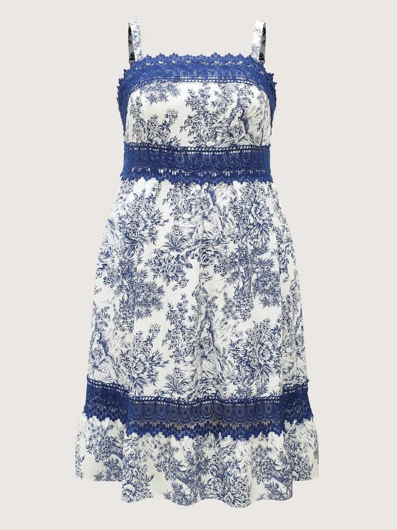 Floral Dreams Lace Spliced Tiered Midi Dress