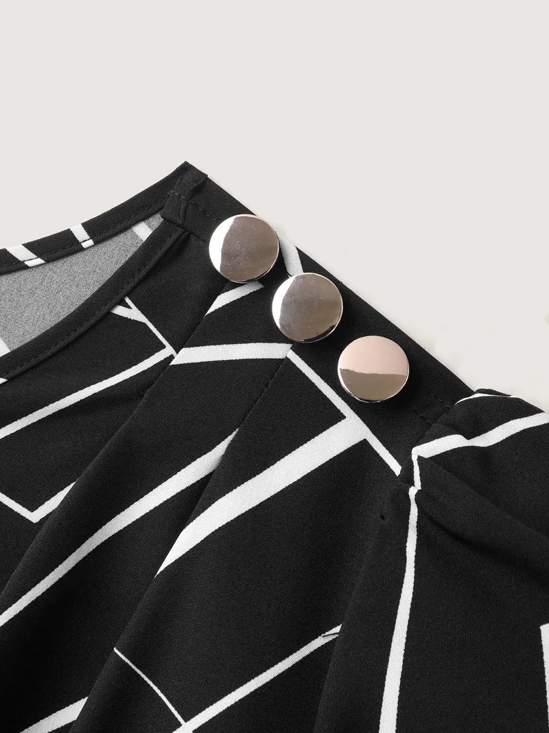 Abstract Detail Button Detail Blouse