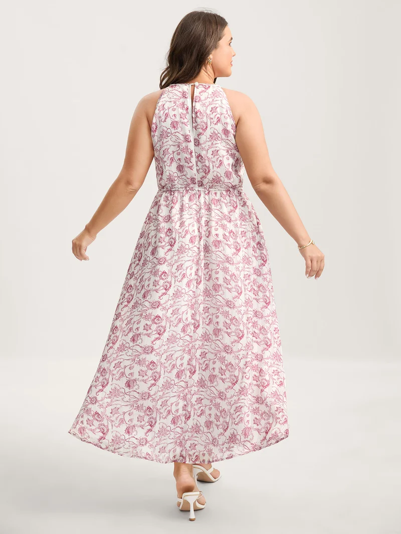 Sweet Florals Halter Neck Midi Dress
