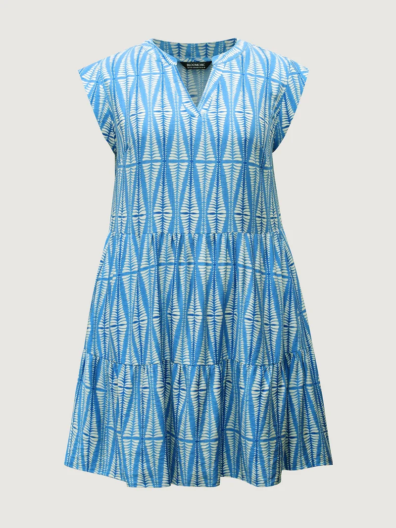 Geometric Vacation Print Low Waist Midi Dress