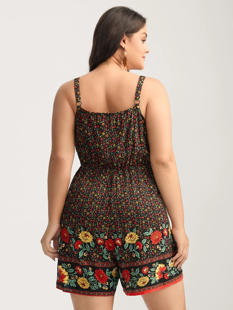 Rayon Radiant Floral Print Pockets Romper