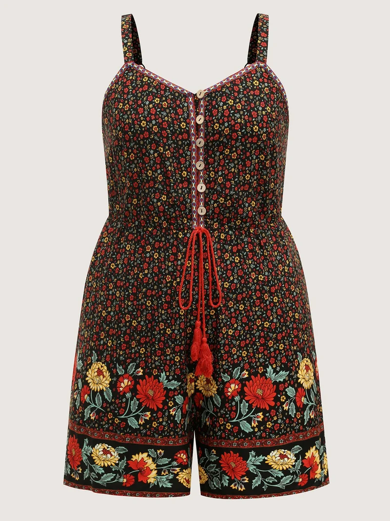 Rayon Radiant Floral Print Pockets Romper