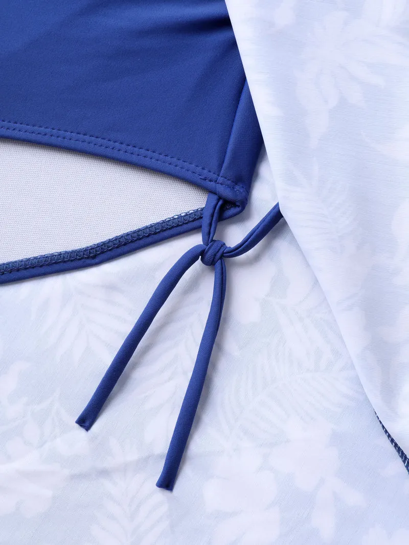 Twist Front Floral Print Swim Dress