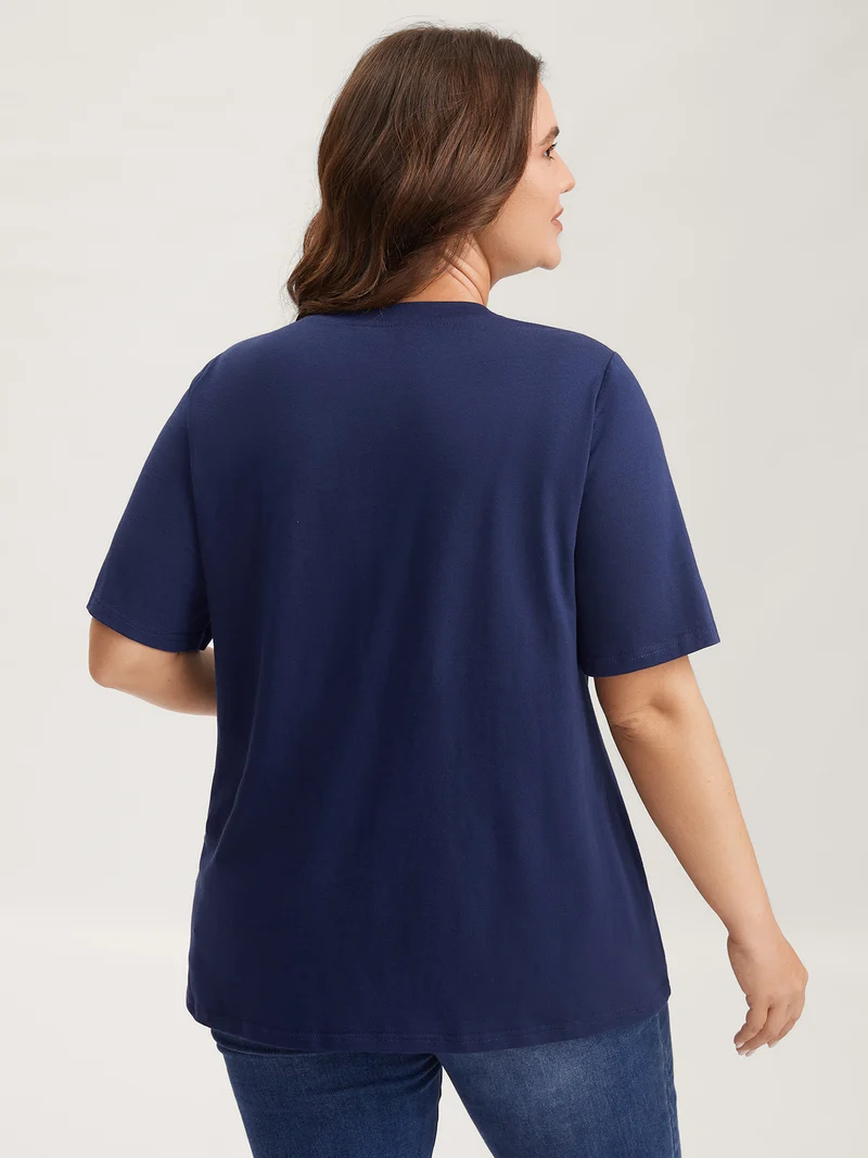 Citrus Embroidered Shimmery Solid T-Shirt