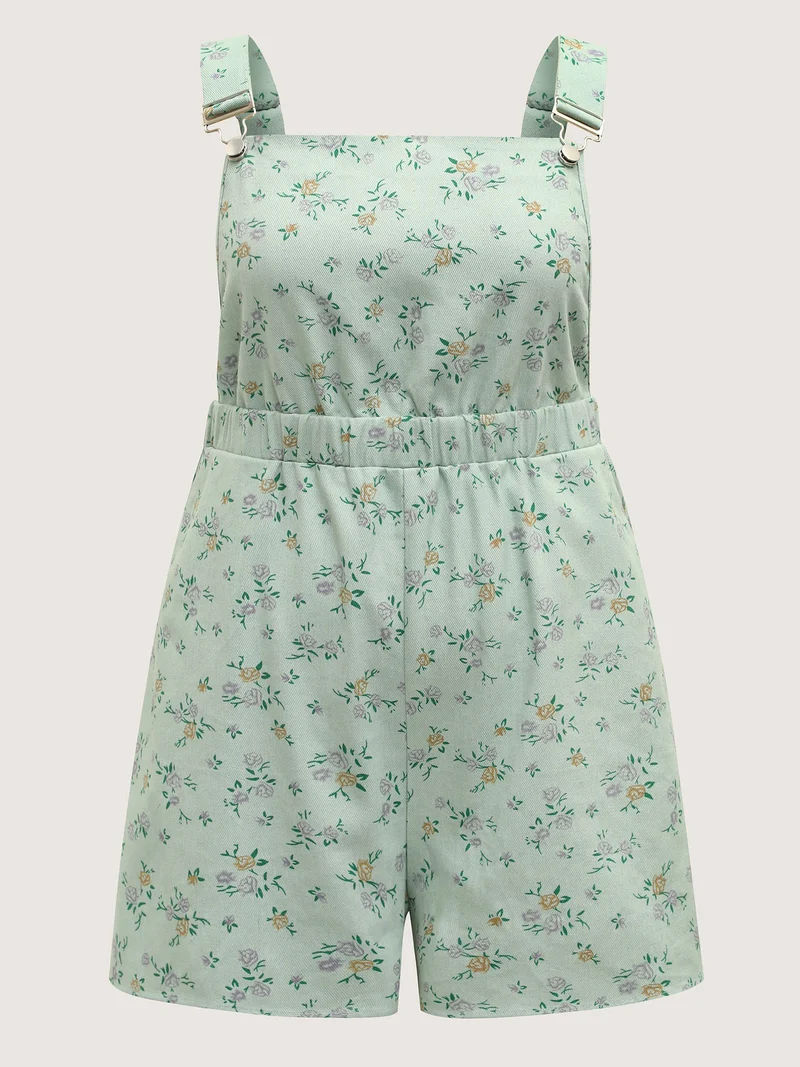 Pure Cotton Overall Straps Pockets Romper