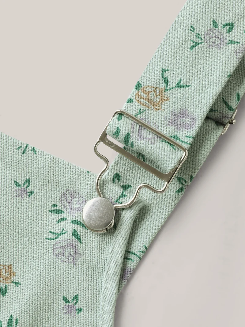 Pure Cotton Overall Straps Pockets Romper